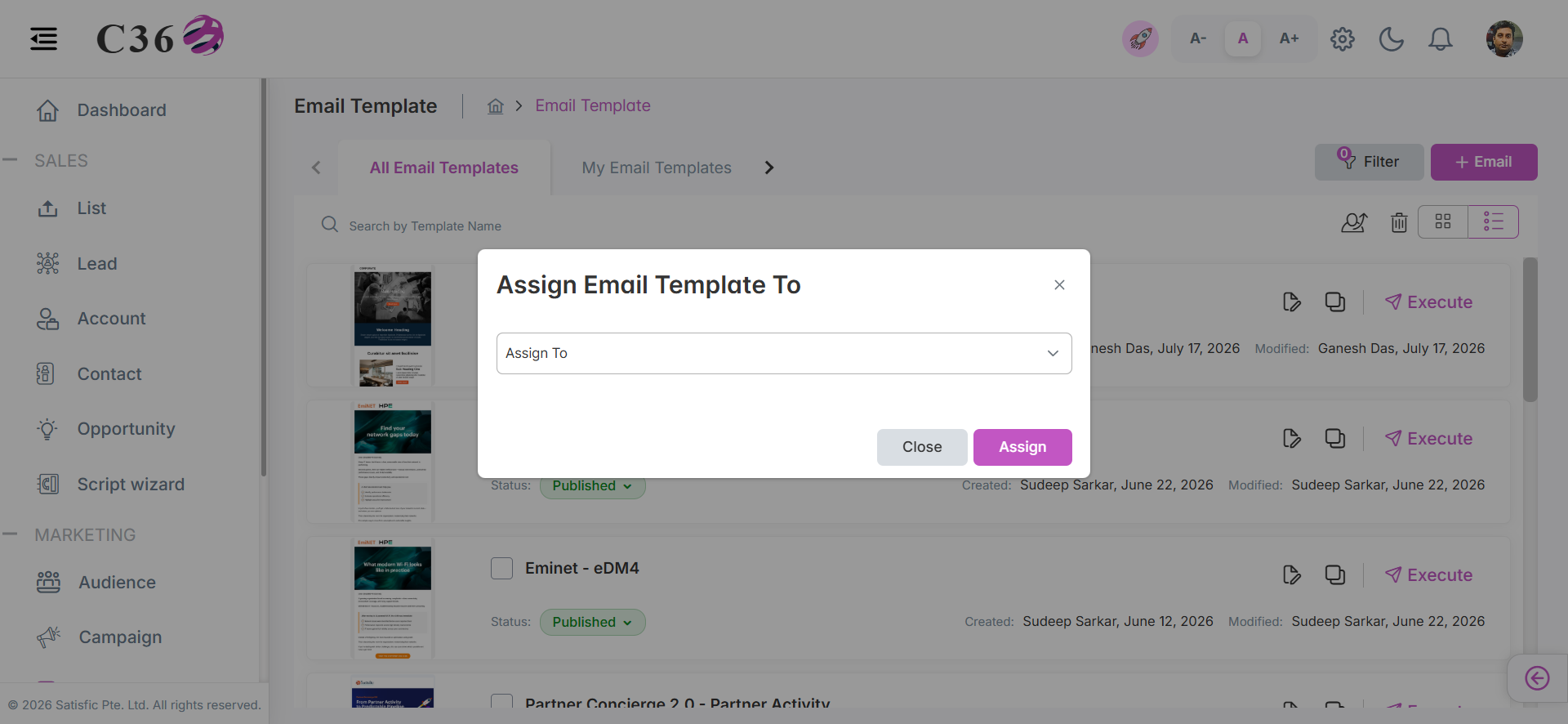 Assign Email Templates